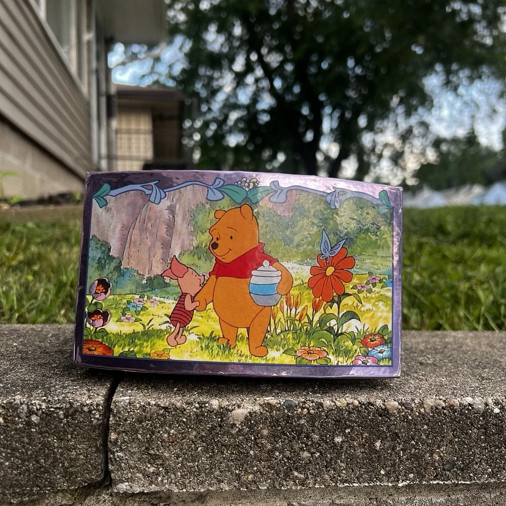 Vintage Rare Winnie the Pooh Jewelry Music Box 1963 Purple Metallic Mirror